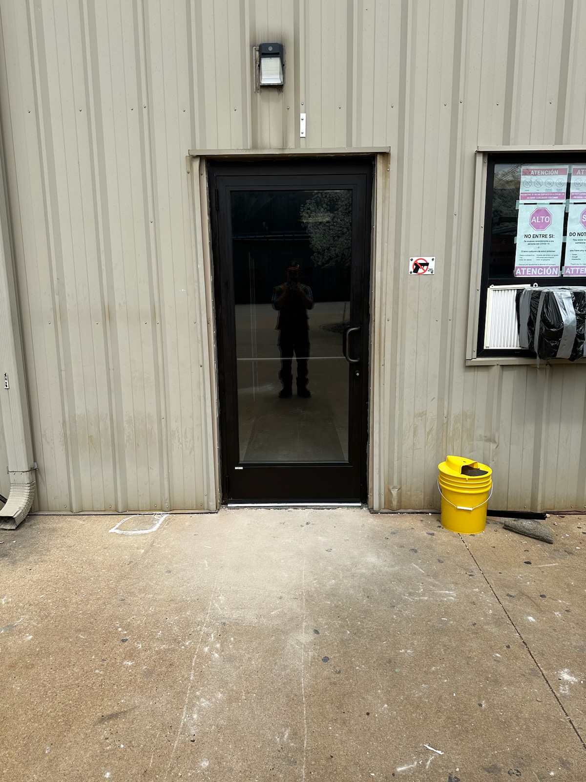 Steel Door Conversion to Full View Entry Door Commercial Installation